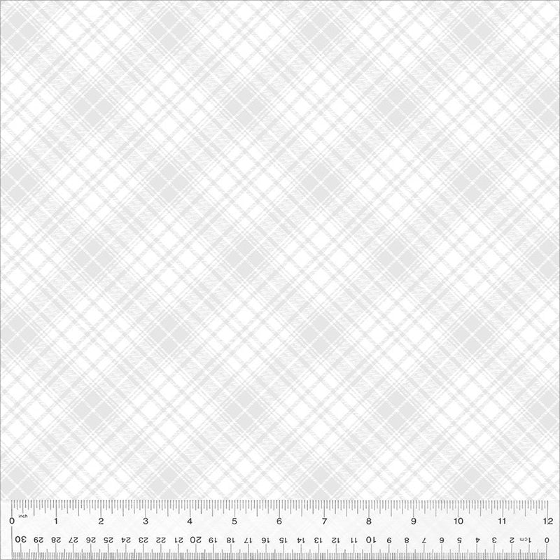 Raspy Plaid White on White - Priced by the Half Yard - Blanche by Whistler Studios for Windham Fabrics - 100% Cotton - 53714A-1