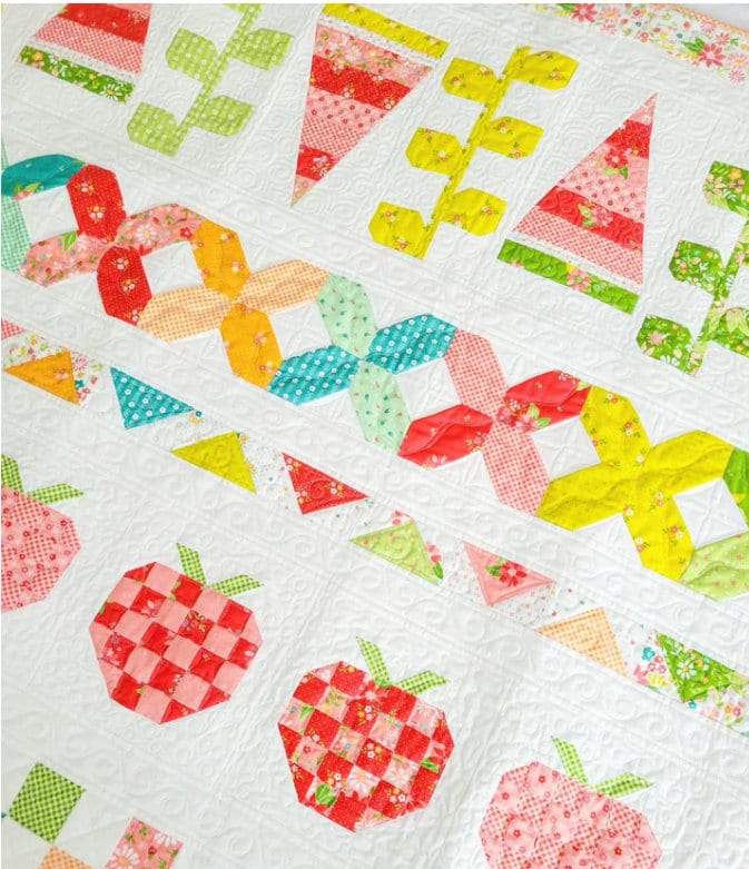 Strawberry Blossoms Floral - Priced by the Half Yard - Strawberry Lemonade by Sherri and Chelsi for Moda Fabrics - 37670 11