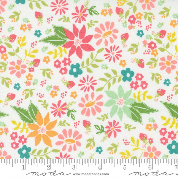 Strawberry Blossoms Floral - Priced by the Half Yard - Strawberry Lemonade by Sherri and Chelsi for Moda Fabrics - 37670 11