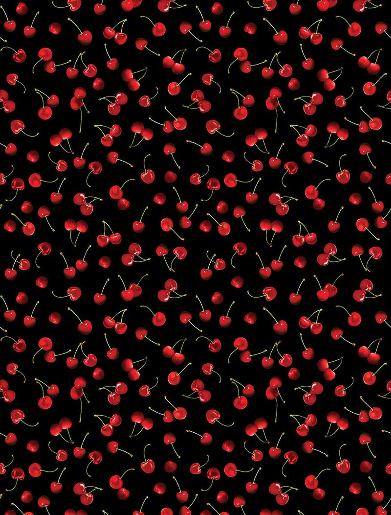 Cute Cherries Black - Priced by the Half Yard - Cherry Hill by Kanvas Studio for Benartex - 14320-12