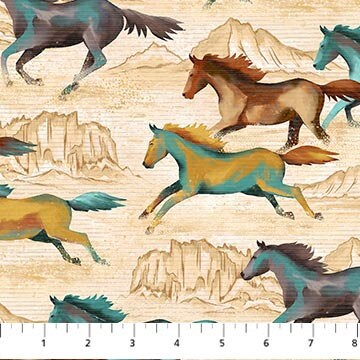 Mustangs - Priced by the Half Yard - Southwest Vista - Deborah Edwards for Northcott Fabrics - 25630 12