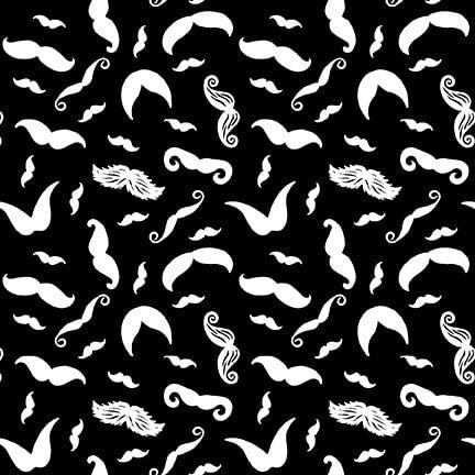 Moustaches Black - Priced by the Half Yard - Hipster by Rodrigo Pontes for Blank Quilting - 3111-99