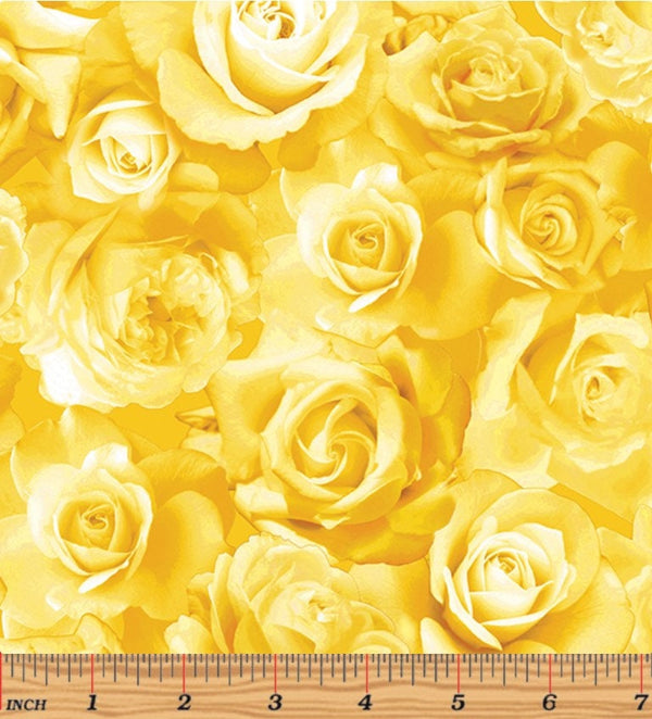 Yellow Roses in Bloom - Priced by the Half Yard - Flowers of Friendship - Kanvas Studio - 14510-33