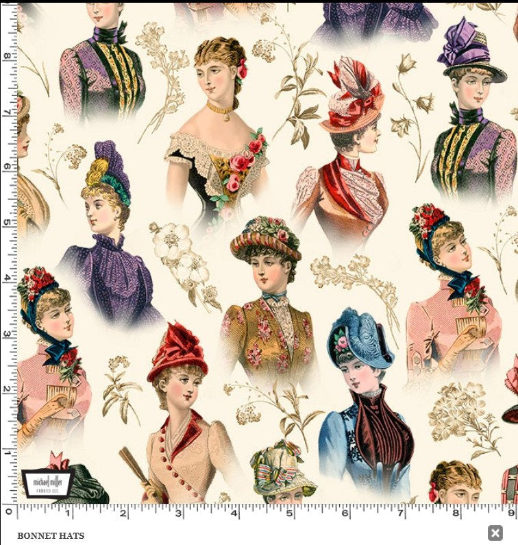 Bonnet Hats - Priced by the Half Yard - Gilded Age by Aimee Stewart for Michael Miller - DDC11312-MULT