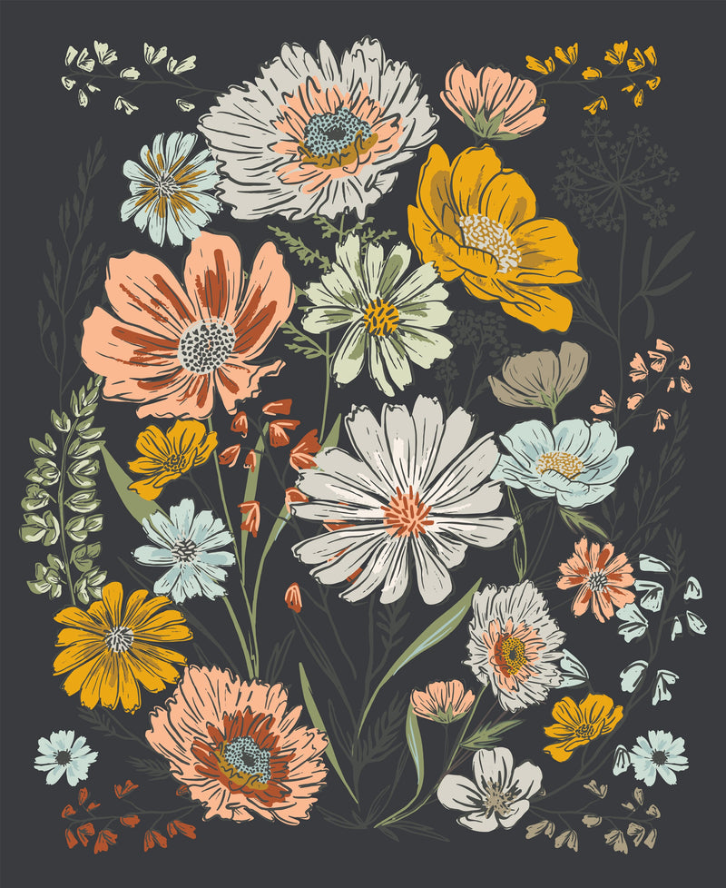 Woodland and Wildflower 36" x 44" Panel Charcoal - Woodland & Wildflowers - Fancy That Design House for Moda - 45580 19
