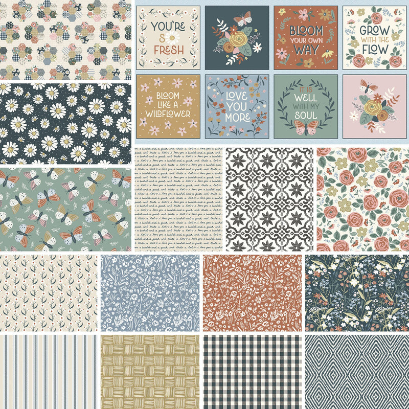 Tossed Moths - Priced by the Half Yard - Cottage Farmhouse Fusion by Maureen Fiorellini for StudioE Fabrics - 7100-11