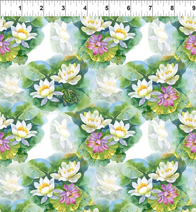 Decoupage Lily Pads - Priced by the Half Yard - Jason Yenter for In The Beginning fabrics - 10DC1 Green
