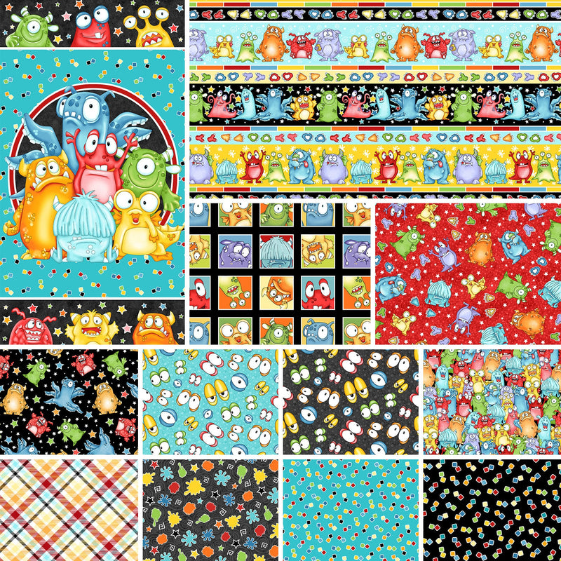 Packed Monsters Glow in the Dark Multi - Priced by the Half Yard - Monsterocity by Shelley Comiskey for Henry Glass - 1233G-184