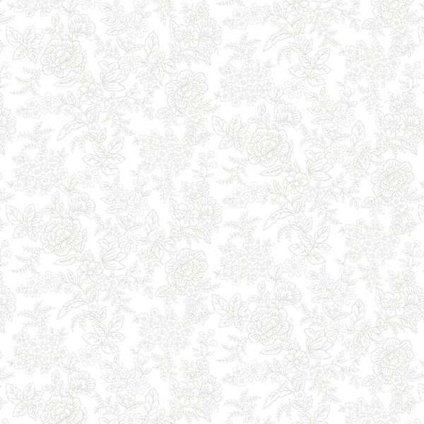 White on White Tranquility - Priced by the Half Yard - Kim Diehl for Henry Glass - 826-01W