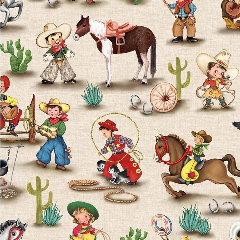 Rodeo Round Up Cream - Priced by the Half Yard - Happy Trails by Christine Stainbrook for Michael Miller Fabrics - CX11506-CREM