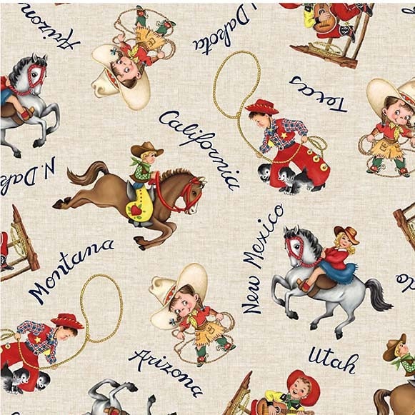 Whoa Nellie! on Cream - Priced by the Half Yard - Happy Trails by Christine Stainbrook for Michael Miller Fabrics - CX11508-CREM