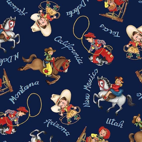 Whoa Nellie! on Navy - Priced by the Half Yard - Happy Trails by Christine Stainbrook for Michael Miller Fabrics - CX11508-NAVY