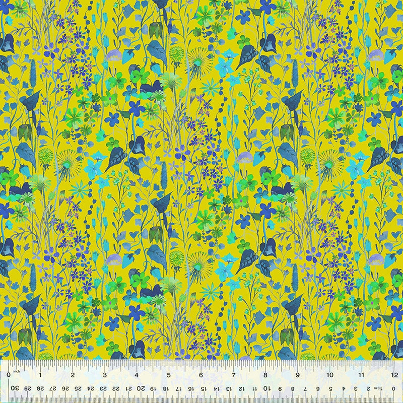 Gardenia Posie Chartreuse - Priced by the Half Yard - Sally Kelly for Windham Fabrics - 53764D-3