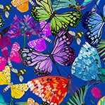 Gardenia Flutter Cobalt - Priced by the Half Yard - Sally Kelly for Windham Fabrics - 53765D-5