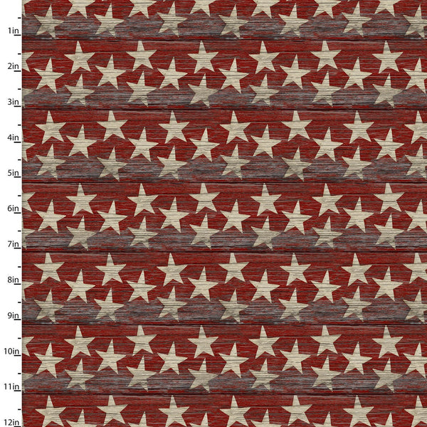 Woodgrain Stars Red - Priced by the Half Yard - Sweet Land of Liberty by Beth Albert for 3 Wishes Fabric - 21661