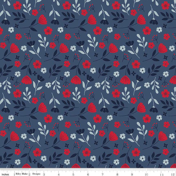American Beauty Floral in Navy - Priced by the Half Yard - Dani Mogstad for Riley Blake Designs - C14441-Navy