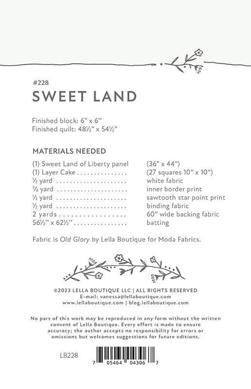 Sweet Land Quilt Pattern - 48.5" x 54.5" - Lella Boutique