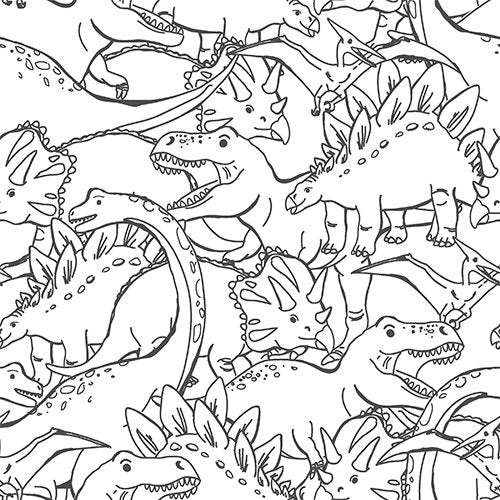 Dino Outlines Flannel - Priced by the Half Yard - Totally Roarsome - 3TOTALLYROAR-21669 White