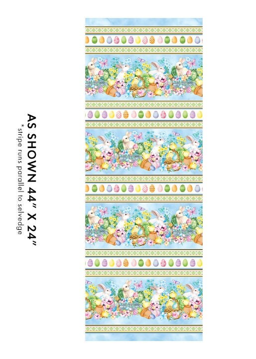 Cottontail Farms Border Stripe - Priced by the Half Yard - Cottontail Farms by Nicole Decamp for Benartex - 14411-99