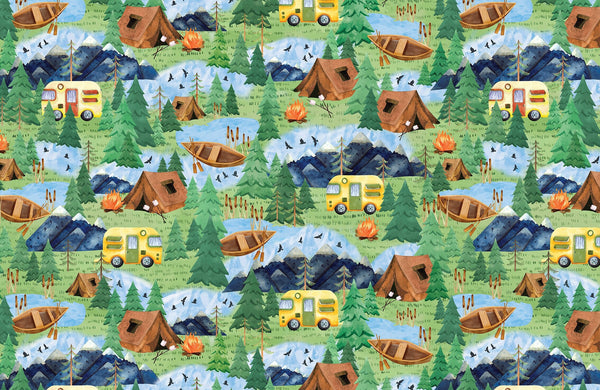 Camping Scenic Multi - Priced by the Half Yard - Live, Love, Camp by Nicole Decamp for Benartex - 14451-99