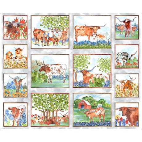 Longhorns 36" Panel - Longhorns by Kathleen McElwaine for QT Fabrics - 28075-K