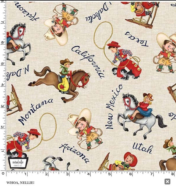 Whoa Nellie! on Cream - Priced by the Half Yard - Happy Trails by Christine Stainbrook for Michael Miller Fabrics - CX11508-CREM