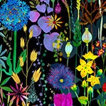 Gardenia Flora Black - Priced by the Half Yard - Sally Kelly for Windham Fabrics - 53763D-1
