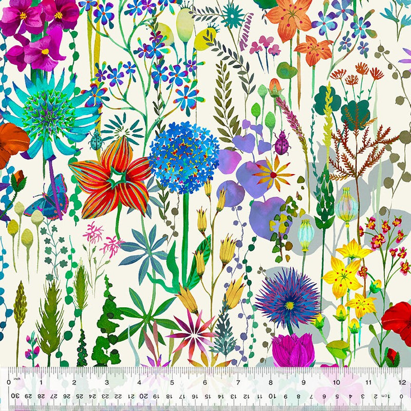 Gardenia Posie Ivory - Priced by the Half Yard - Sally Kelly for Windham Fabrics - 53764D-2