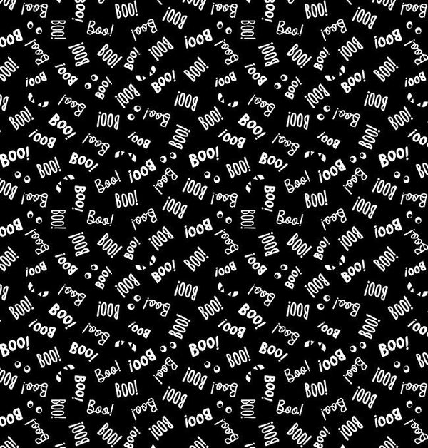 Say Boo Black Glow in the Dark - Priced by the Half Yard - Black and Boo - Benartex Fabrics - 14561G-12