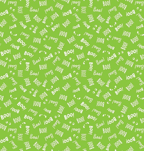 Say Boo Green Glow in the Dark - Priced by the Half Yard - Black and Boo - Benartex Fabrics - 14561G-44