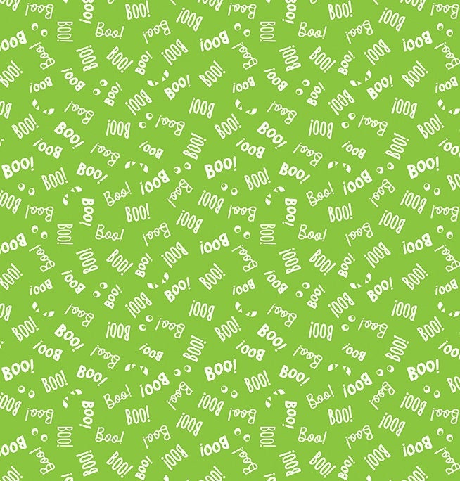 Say Boo Green Glow in the Dark - Priced by the Half Yard - Black and Boo - Benartex Fabrics - 14561G-44