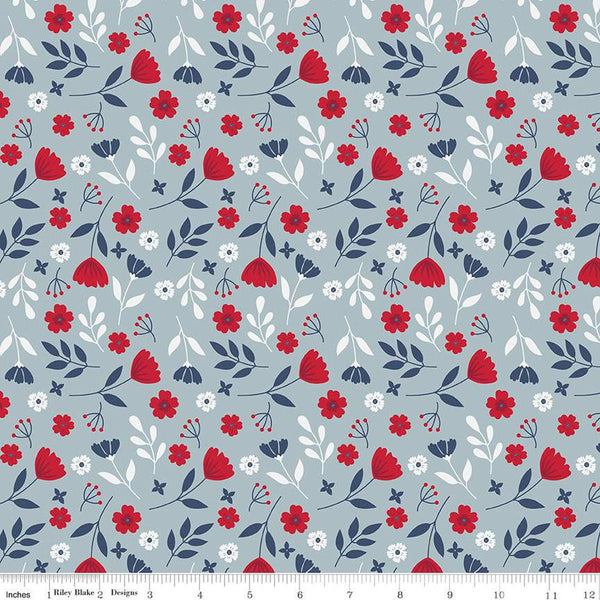 American Beauty Floral in Storm - Priced by the Half Yard - Dani Mogstad for Riley Blake Designs - C14441-Storm