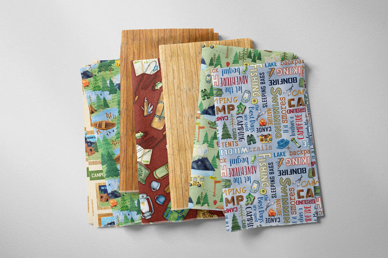 Gone Camping Motifs Navy - Priced by the Half Yard - Live, Love, Camp by Nicole Decamp for Benartex - 14453-55