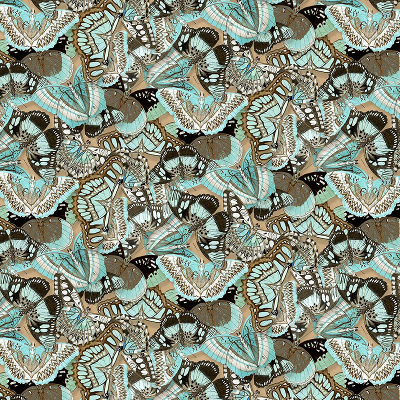 En Bleu Packed Butterflies - Priced by the Half Yard - En Bleu Digital by Katie Pertiet for Clothworks - Y4031-55 Multi