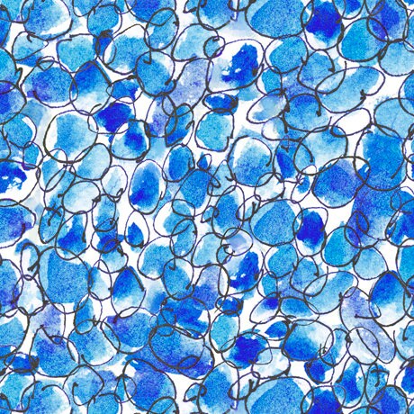 Circle Geo Blue - Priced by the Half Yard - Longhorns by Kathleen McElwaine for QT Fabrics - 28079-B