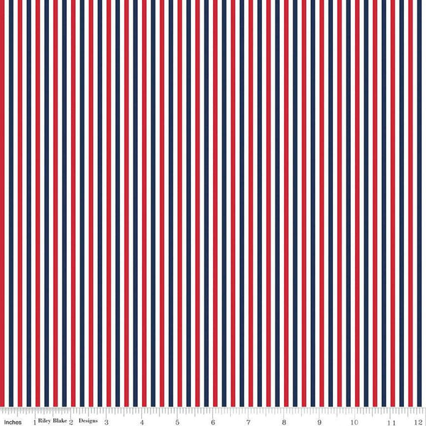 1/8" Stripe Patriotic - Priced by the Half Yard - Riley Blake - C495-PATRIOTIC