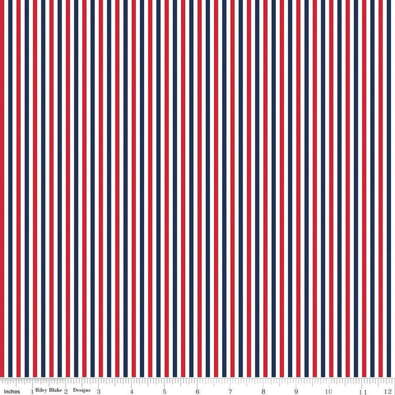 1/8" Stripe Patriotic - Priced by the Half Yard - Riley Blake - C495-PATRIOTIC