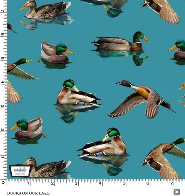 Ducks on Our Lake - Priced by the 1/2 Yard - Welcome to Our Lake - Michael Miller Fabrics - DCX11479-AQUA
