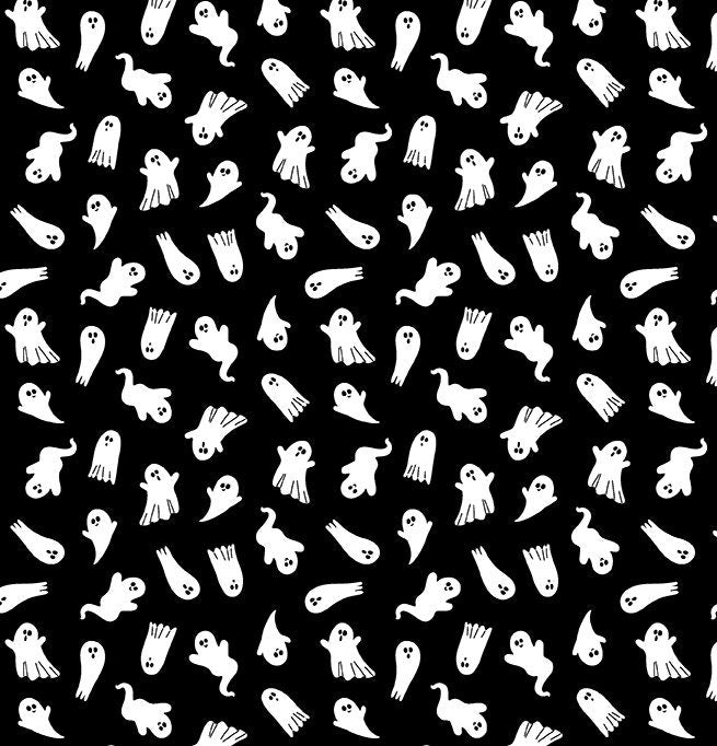 Little Ghosts Black Glow in the Dark - Priced by the Half Yard - Black and Boo - Benartex Fabrics - 14560G-12