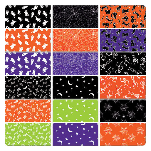 Little Ghosts Purple Glow in the Dark - Priced by the Half Yard - Black and Boo - Benartex Fabrics - 14560G-66