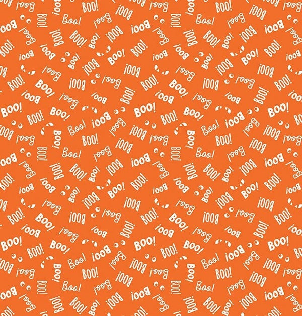 Say Boo Orange Glow in the Dark - Priced by the Half Yard - Black and Boo - Benartex Fabrics - 14561G-28