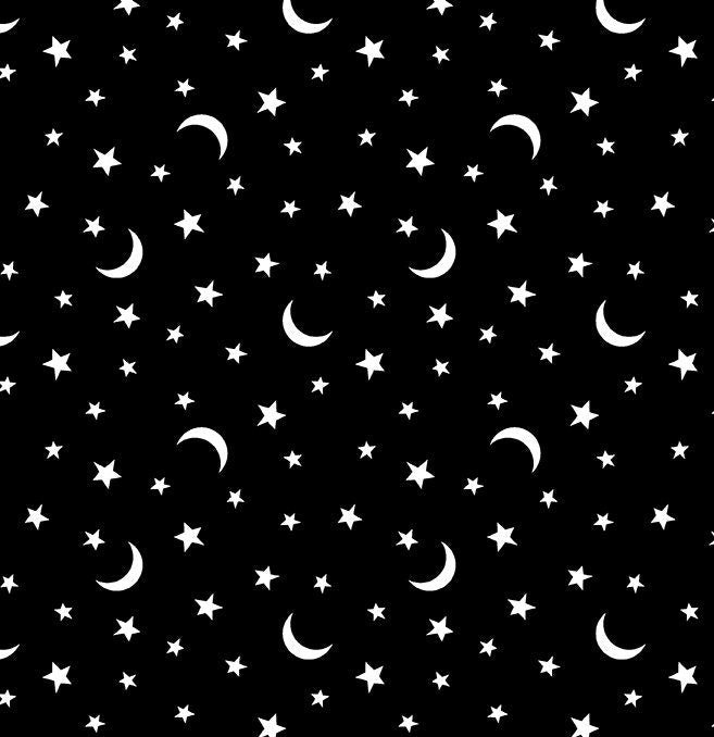 Little Stars and Moons Black Glow in the Dark - Priced by the Half Yard - Black and Boo - Benartex Fabrics - 14563G-12