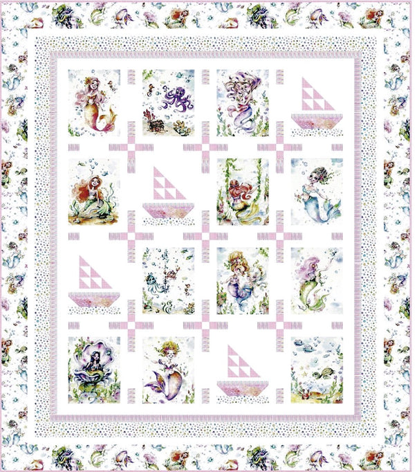 Enchanted Seas Mermaids Quilt KIT - Fabric by Sillier Than Sally Designs - Pattern by Wendy Sheppard